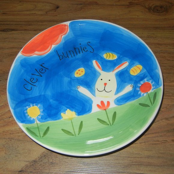 Whittard of Chelsea Clever Bunnies small plate Easter 2003 Hard to Find - Picture 1 of 3